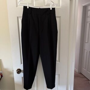 Zara High-Waisted straight leg trousers.
